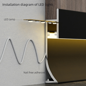 Battiscopa a LED in alluminio nero con battiscopa a muro con illuminazione a muro accessori per pavimenti in strisce di profilo in alluminio - Product Image 3