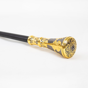Bastón <span class=keywords><strong>de</strong></span> Lujo Dorado y Negro con Mango Redondo <span class=keywords><strong>de</strong></span> <span class=keywords><strong>Flor</strong></span>, Elegante Bastón Decorativo para Fiesta, Bastón con Pomo Elegante <span class=keywords><strong>de</strong></span> 93cm - Product Image 4