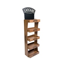 Étagère de présentation en bois haut de gamme pour vins et spiritueux, présentoir de sol en bois à 4 niveaux pour la promotion des boissons en bouteille