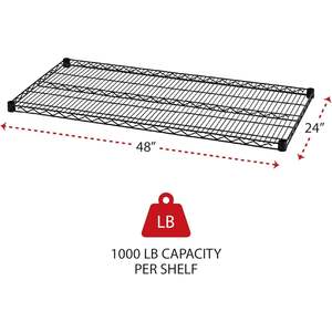 Étagères métalliques industrielles Alera ALE, étagères supplémentaires en fil métallique, 48 po de largeur x 24 po de profondeur, noires - Lot de 2 étagères - Product Image 1