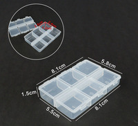 Boîte de rangement transparente en plastique à 6 compartiments pour bijoux, fleurs séchées, braille et pilules, avec couvercle à double rangée et ouverture indépendante