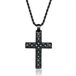 Jesus Cross Pendant Stainless Steel Fashion Christian Jewelry Gold Plated Crucifix Men's Pendant Necklace Graduation Gift