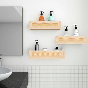 Étagères flottantes en bois, étagère murale en <span class=keywords><strong>rotin</strong></span> Boho pour <span class=keywords><strong>salle</strong></span> <span class=keywords><strong>de</strong></span> <span class=keywords><strong>bain</strong></span> et cuisine, étagère flottante en osier pour enfants - Product Image 3