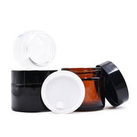 Pot en verre plat noir personnalisable de 5 ml, 10 ml, 15 ml, 30 ml, 50 ml avec bouchon à vis pour contenants de crème et de poudre cosmétique, MOQ 100 pièces