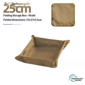Outdoor folding storage tray thickened Oxford textile camping desktop debris tray portable printable logo storage tray - Product Image 2