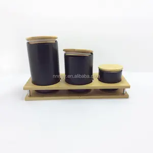 Grosir kopi creamer wadah set-Amazon Hot Deal Penyimpanan Toples Dapur Sendok Kopi Creamer Set Restoran dengan Baki Dudukan Kayu Bambu