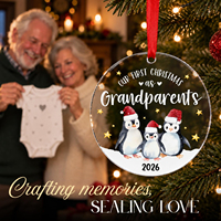 Notre Premier Noël Grandparents 2026 - Ornement en Acrylique - Cadeau d'Annexionnement pour Nouveaux Grandparents (Chine)