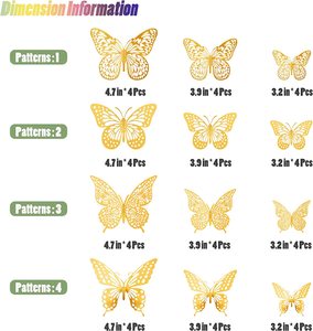 <span class=keywords><strong>Décoration</strong></span> murale 3D papillon or artisanat étiquettes pour papillon décorations de fête d'<span class=keywords><strong>anniversaire</strong></span> autocollants muraux amovibles décor de chambre - Product Image 5