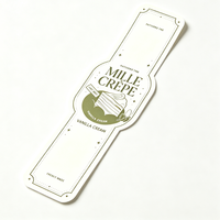 Bande de papier découpée sur mesure avec impression offset pour l'emballage de boîtes à dessert carrées en plastique transparent Mille Crêpes