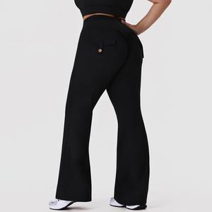 Pantalon de yoga évasé taille haute YIYI pour femme, effet push-up, coupe bootcut, leggings d'entraînement très élastiques avec poches - Product Image 4