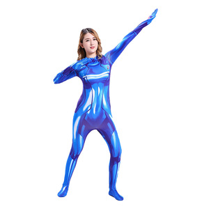 Traje Metroid para mujer, disfraz de cuerpo completo, disfraz de fiesta de Halloween, traje Zentai azul, talla para adultos - Product Image 3