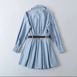 Abito Midi a Righe alla Moda per Donna, Vita Elasticizzata, in Velluto a Coste Traspirante, per <span class=keywords><strong>Primavera</strong></span>/<span class=keywords><strong>Autunno</strong></span>/<span class=keywords><strong>Inverno</strong></span>/<span class=keywords><strong>Estate</strong></span> - Product Image 4