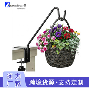 Balcony Railing <b>Hook</b> Metal Black Outdoor <b>Garden</b> Flower Pot Birdcage Hanging Rack Customized Shape C-1523 - Product Image 2