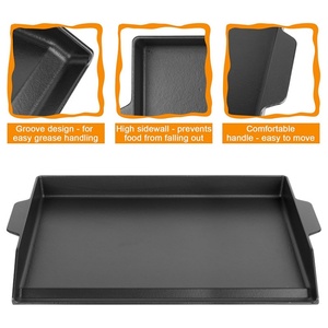Piastra <span class=keywords><strong>in</strong></span> <span class=keywords><strong>Ghisa</strong></span> Pretrattata Antiaderente con Bordi Alti - Griglia per Facile Preparazione dei Cibi - Product Image 3
