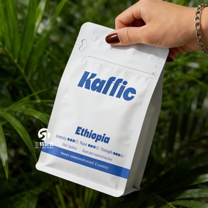 Custom Printed Flat Bottom Coffee <b>Packaging</b> <b>Bag</b> With Valve Eight Side Sealed Coffee Bean <b>Bag</b> - Product Image 4