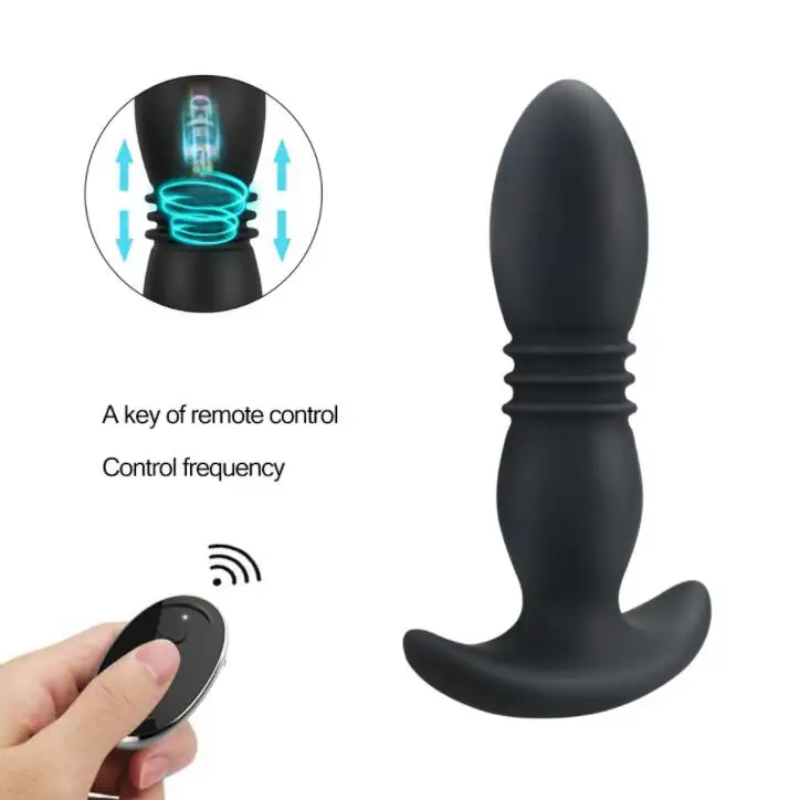 Wireless Remote Control Telescopic Prostate Massager Butt Plug Vibrator Anal Sex Toys For Men