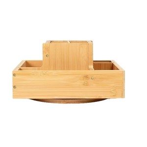 Wooden Bamboo <b>Desk</b> Organizer <b>Rotatable</b> Stationery Storage Box With Compartments For Office Supplies And Pencils Pens Scissors - Product Image 5