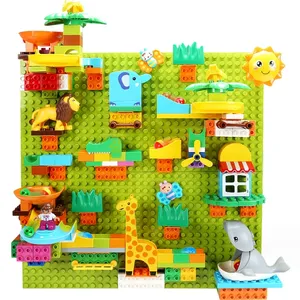 Feelo construção de parede de madeira, tamanho grande, deslizante, educação precoce, quebra-cabeça compatível com legoed, brinquedos para crianças de 3-7 anos de idade