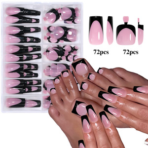 Lot de 144 faux ongles artificiels préfabriqués pour doigts et orteils – Kit de pose rapide réutilisable – Embouts d'ongles français - Product Image 4