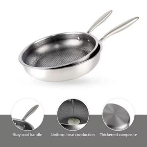 Yeni kızartma tavası sıcak satış 28-30 Cm paslanmaz çelik saplar yapışmaz paslanmaz çelik petek kızartma tavası - Product Image 5