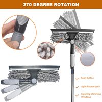 Raclette de lavage de vitres 2 en 1 avec 10 poteaux d'extension, outil de nettoyage de vitres avec 2 tampons de remplacement pour le lavage de vitres intérieures et extérieures
