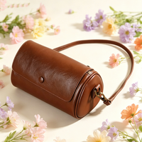 Nouveau sac bandoulière mini en cuir véritable de vachette pour femme - Deux sangles, style rétro européen et américain, fermeture éclair, coutures apparentes
