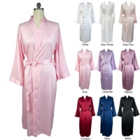 Robe de mariée longue à manches longues et col en V en satin mat de soie de luxe, kimono pour femme, robe de matin pour mariée et demoiselle d'honneur