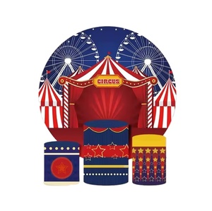<span class=keywords><strong>Fondo</strong></span> de tela personalizado de 6 pies, decoración de fiesta con cilindro de plinto de postre, tema de <span class=keywords><strong>circo</strong></span>, cubierta de soporte de <span class=keywords><strong>fondo</strong></span> de círculo redondo de 2m - Product Image 1