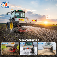 Épandeur de sel Huifu 800L à attelage 3 points PTO, épandeur d'engrais et de sable monté sur tracteur, largeur de travail 6-18m, boîte de vitesses 40-90 CV