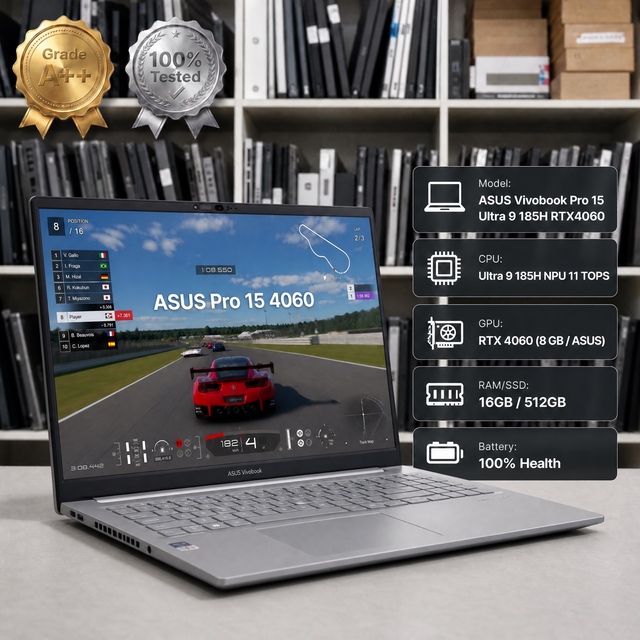 Used Laptop Vivobook Pro 15 N6506MV Intel Core Ultra 9 185H RTX 4060 16GB 1TB 2.8K OLED 120Hz Grade a Gaming PC Laptop