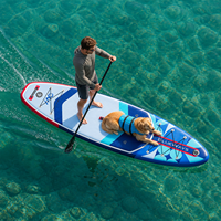 Planche de paddle gonflable bleu marine et rouge 335x91x15cm, largeur 36 pouces, kit DWF Drop Stitch avec logo Globe, usine OEM BSCI