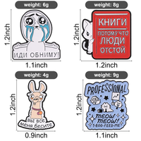 Broche en émail et badge de revers pour sac, motifs animaux de dessin animé mignons et collection russe (Chat étoilé, Alpaga, Raton laveur, Mouton), bijou cadeau pour ami