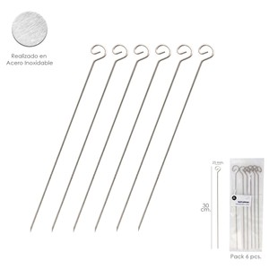 Spiedini Piccoli in Acciaio Inox 30 cm (Confezione da 6 Unità) Saturnia - Product Image 1