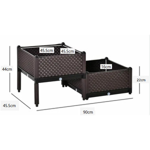 VERTAK 2-Piece Elevated <b>Planter</b> Box Set PP Material <b>Raised</b> Garden Bed with Drainage Holes for Balcony Patio Gardening - Product Image 3
