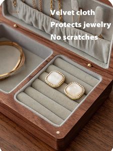 Boîte de rangement pour bijoux en bois de cerisier et de noyer de haute qualité, exquise - Product Image 4