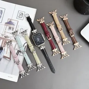 Bee steel ikat jam tangan kulit kepang polos, tali jam tangan untuk Apple