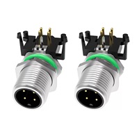 Connecteur circulaire M12 à corps long, à montage sur circuit imprimé, à angle droit, étanche, pour panneau, 4, 5, 8 ou 12 broches