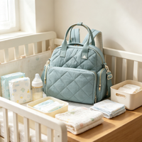 Sac à dos à langer matelassé personnalisé avec logo, grande capacité, imperméable, sac de maternité multifonctionnel, sac à dos de soins pour bébé OEM ODM