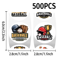 Rouleau d'autocollants de baseball 500 pièces, autocollants décoratifs et de scellage pour coques de téléphone, ruban washi pour journalisation et scrapbooking DIY