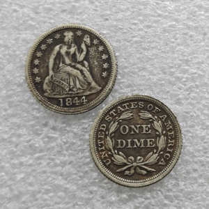 1842-1859 Koin 1 Dime Amerika Serikat "Seated Liberty Dime" Gaya Antik, Koin Peringatan, Hadiah, Dekorasi Rumah - Product Image 2