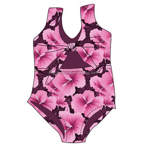 Costume da Bagno Reversibile Estivo Personalizzato con Stampa Hawaii per Bambini, Alta Elasticità, Indossabile su Entrambi i Lati, Costume Intero per Bambine - Product Image 2