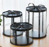 Boîte à gâteaux en plastique Transparent, 2 pièces, supports d'emballage de boulangerie avec Base de couvercle pré-plié, boîte à gâteaux de mariage