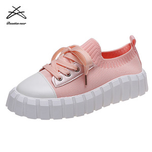Zapatillas <span class=keywords><strong>de</strong></span> <span class=keywords><strong>Tenis</strong></span> para Mujer Talla Grande, con Cordones, Suela Gruesa, Transpirables, Casuales, <span class=keywords><strong>de</strong></span> Color Sólido, Estilo Plano para Caminar - Product Image 6