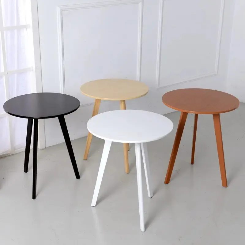 Vente en gros de meubles de salon Petites tables basses simples Tables basses rondes en bois massif pour la maison