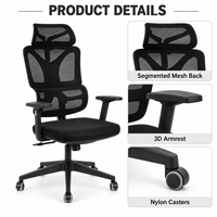 Chaise de bureau ergonomique moderne en maille avec accoudoirs 3D, hauteur réglable, pivotante, pour l'école et l'usage commercial