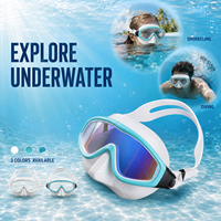 Masque de natation à large champ de vision, lentille panoramique teintée, joint en silicone souple, étanche, sangle réglable pour l'entraînement en piscine et la plongée avec tuba