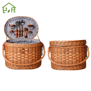 <span class=keywords><strong>Panier</strong></span> de pique-nique d'extérieur en <span class=keywords><strong>osier</strong></span> tressé à la main avec doublure confortable pour le <span class=keywords><strong>rangement</strong></span> et le transport des aliments - Product Image 6