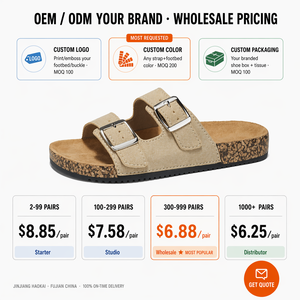 Sandales personnalisées OEM pour femmes, à boucle en PVC, bout ouvert, semelle extérieure en cuir, semelle plate, style Birkenstock, respirantes, mules d'été pour l'extérieur, fabriquées en Chine - Product Image 5