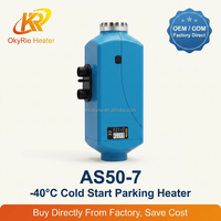 OkyRie AS50-7 5KW Kit complet Chauffage de stationnement diesel en aluminium avec écran LCD et télécommande 12V 24V pour bus et camping-car