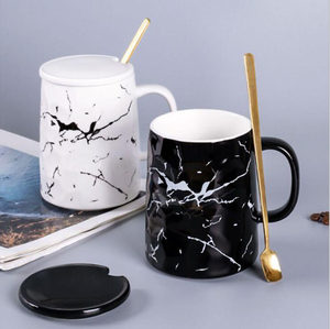 Tasse Simple et marbrée, noire, blanche, en céramique, pour couple, LOGO, cadeau de vacances, personnalisé, 20 pièces - Product Image 1